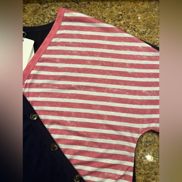 NWT Bloomchic Stripes Contrast Wrap Asymmetrical Top - Picture 7 of 9